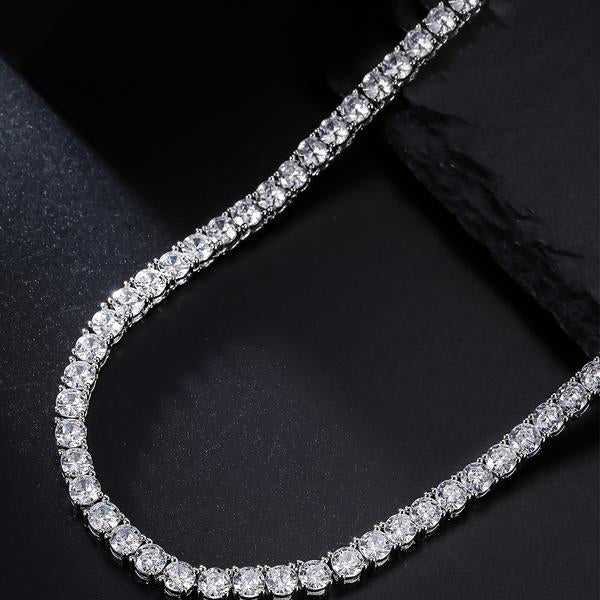Cadena Cruz Iced Tennis Oro Blanco